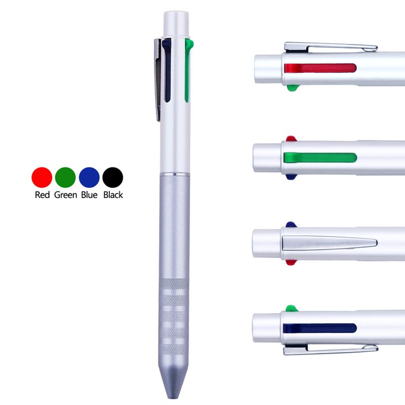 DUNBONG Multi Color Pen white 4 In 1 Multi function Pen with Black, Blue, Red, Green, Metal Gel Ballpoint Pen, 1-Count (White) - Image 2